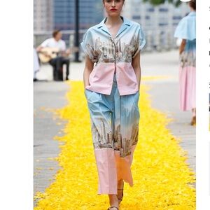 NYC Skyline Cotton Poplin Trousers